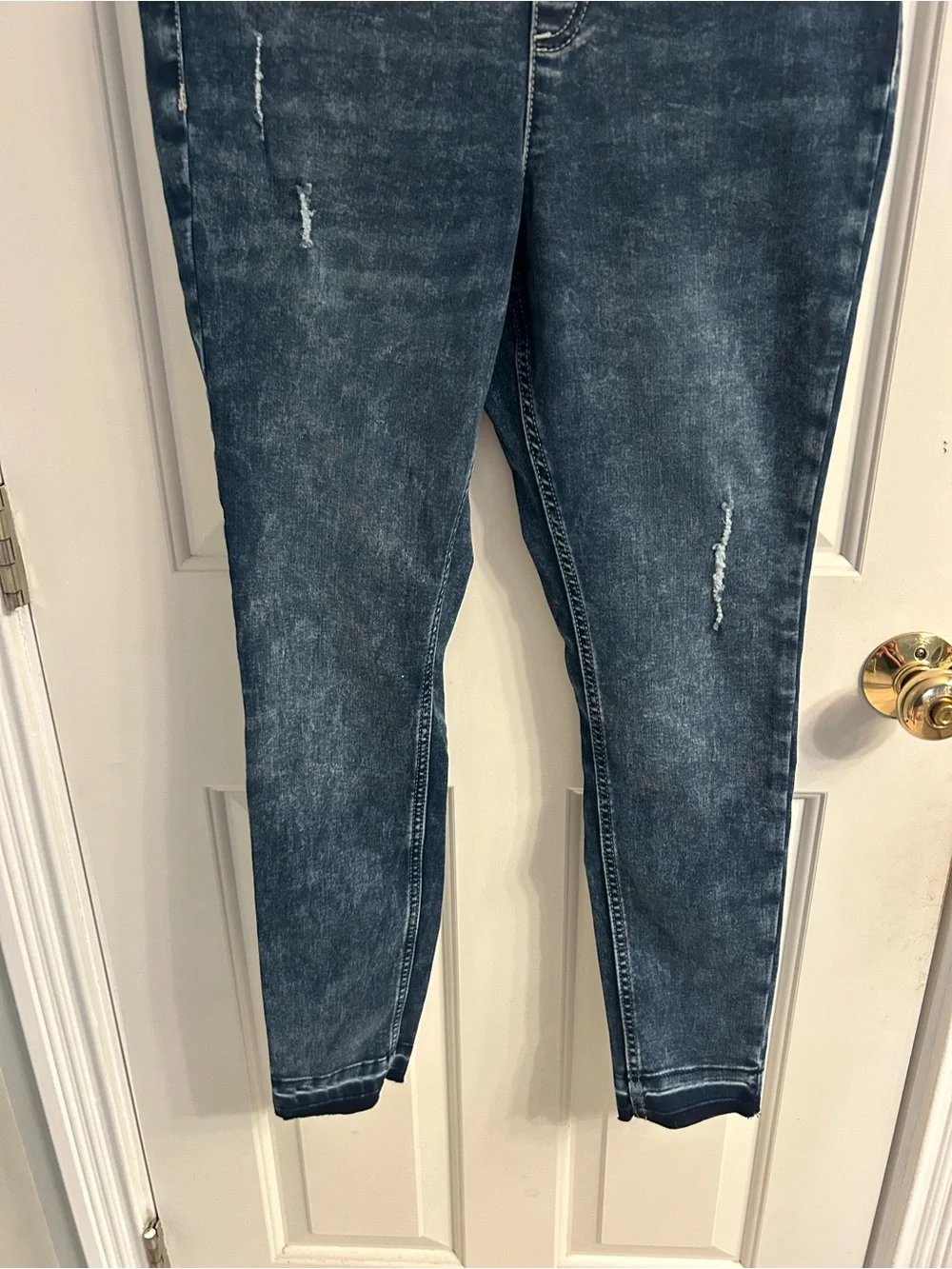NWT-Justice Girls Dark Wash Denim-Look Leggings - Blue